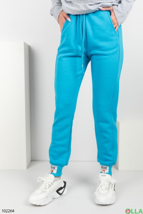 Женские зимние голубые спортивные брюки