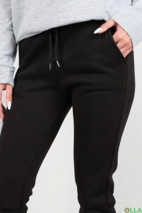 Женские зимние черные спортивные брюки