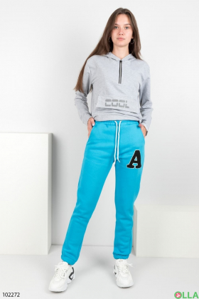 Жіночі зимові блакитні спортивні брюки