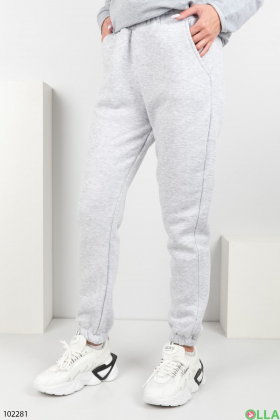 Жіночі зимові світло-сірі спортивні брюки