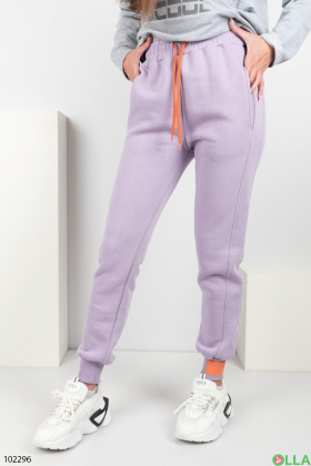 Женские зимние лиловые спортивные брюки