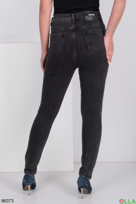 Женские темно-серые джинсы-скинни