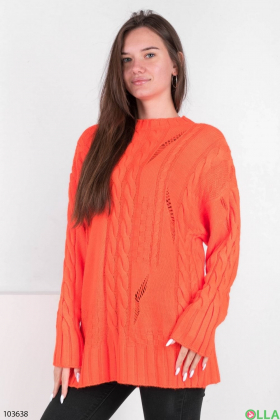 Женский зимний оранжевый свитер