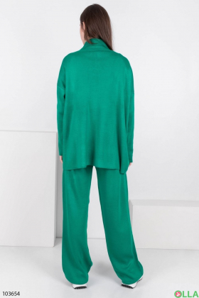 Женский зимний зеленый трикотажный костюм