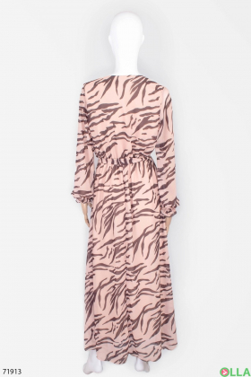 Женское коричнево-розовое платье