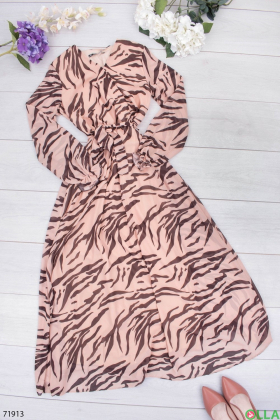 Жіноча коричнево-рожева сукня