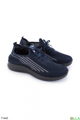 Чоловічі темно-сині кросівки на шнурівці