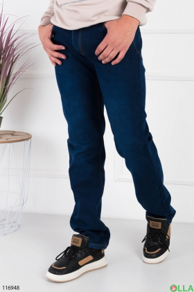 Чоловічі сині джинси на флісі