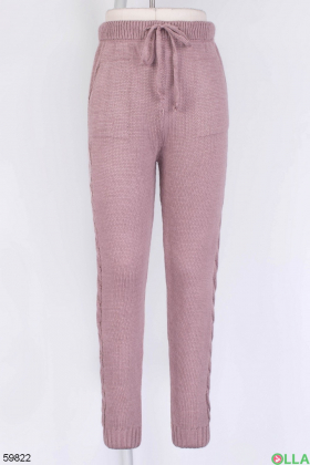 Женские розовые брюки на резинке