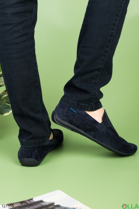 Мужские темно-синие туфли с перфорацией