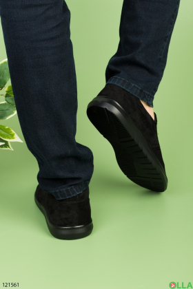 Мужские черные туфли с перфорацией