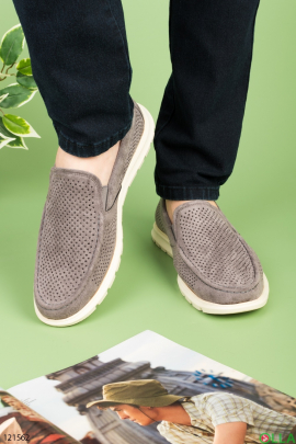 Men's gray shoes with perforation