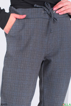 Women's dark gray plaid trousers