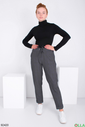Women's dark gray plaid trousers