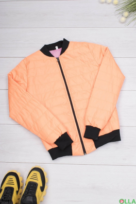 Женская оранжевая куртка без капюшона