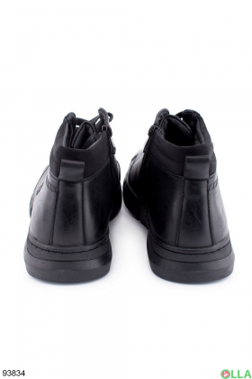 Мужские зимние черные кроссовки из эко-кожи