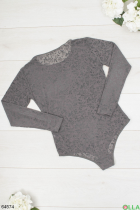 Women's gray bodysuit with long sleeves