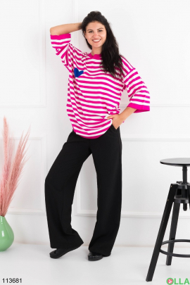 Women's pink and white striped sweater