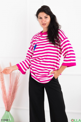 Women's pink and white striped sweater