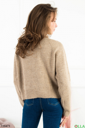 Жіночий бежевий светр із блискавкою