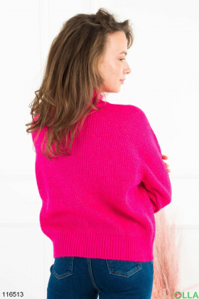 Жіночий малиновий светр із блискавкою