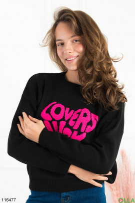 Women's black sweater with inscriptions