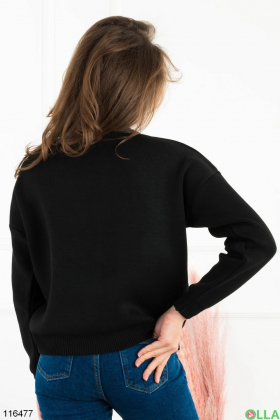 Женский черный свитер с надписями