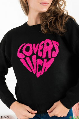 Women's black sweater with inscriptions