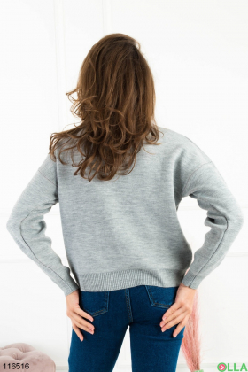 Women's gray sweater with inscriptions