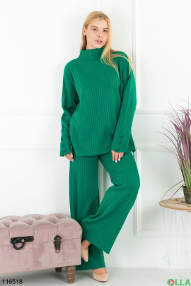 Women's winter green suit of sweater and trousers