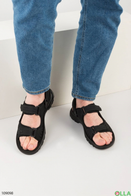 Men's black velcro sandals