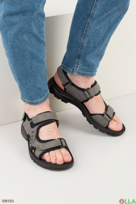 Men's gray velcro sandals