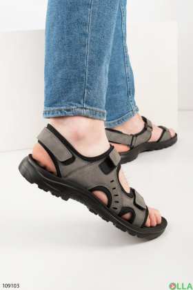 Men's gray velcro sandals