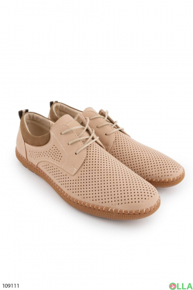 Men's beige shoes with perforations