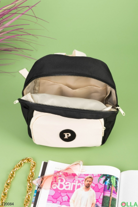 Women's black and beige backpack