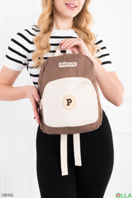 Women's beige-brown backpack
