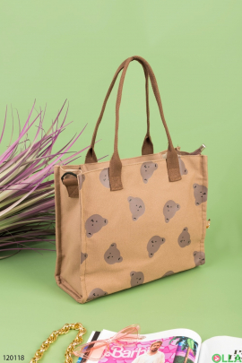 Women's brown bag with print