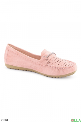 Women's pink perforated ballet flats