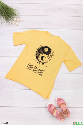 Жіноча жовта футболка з малюнком