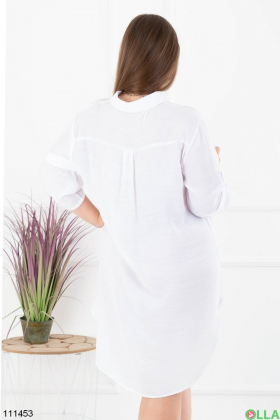 Жіноча біла сорочка-сукня батал