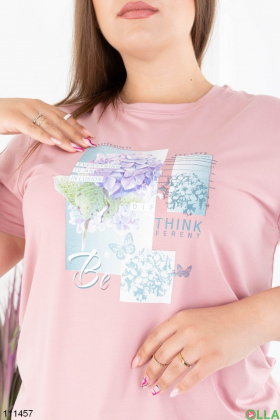 Women's pink t-shirt batal with print