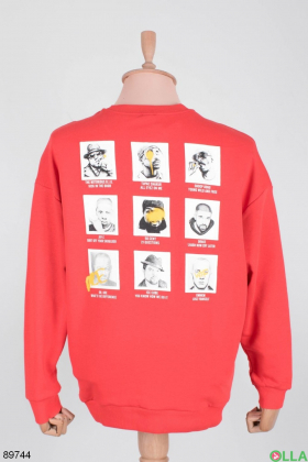 Men's red sweatshirt with an inscription