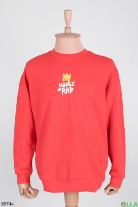 Men's red sweatshirt with an inscription