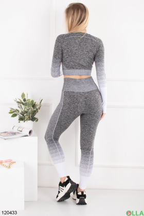 Women's gray and white set of top and leggings