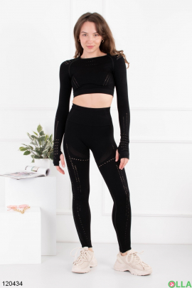 Women's black set of top and leggings