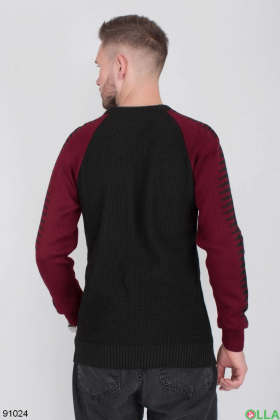 Чоловічий чорно-бордовий светр