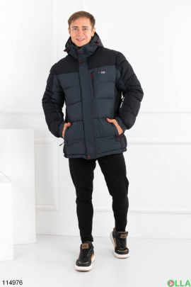 Мужская зимняя двухцветная куртка с капюшоном