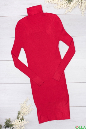 Жіноча червона трикотажна сукня-міді