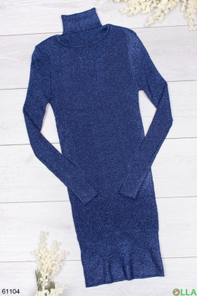 Жіноча синя трикотажна сукня-міді
