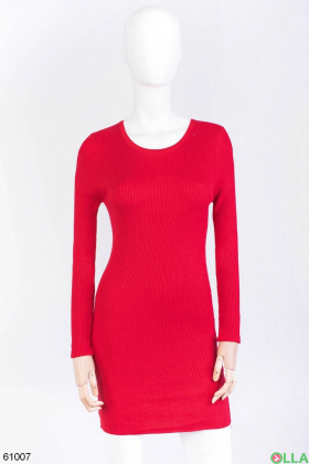 Жіноча червона трикотажна сукня-міді